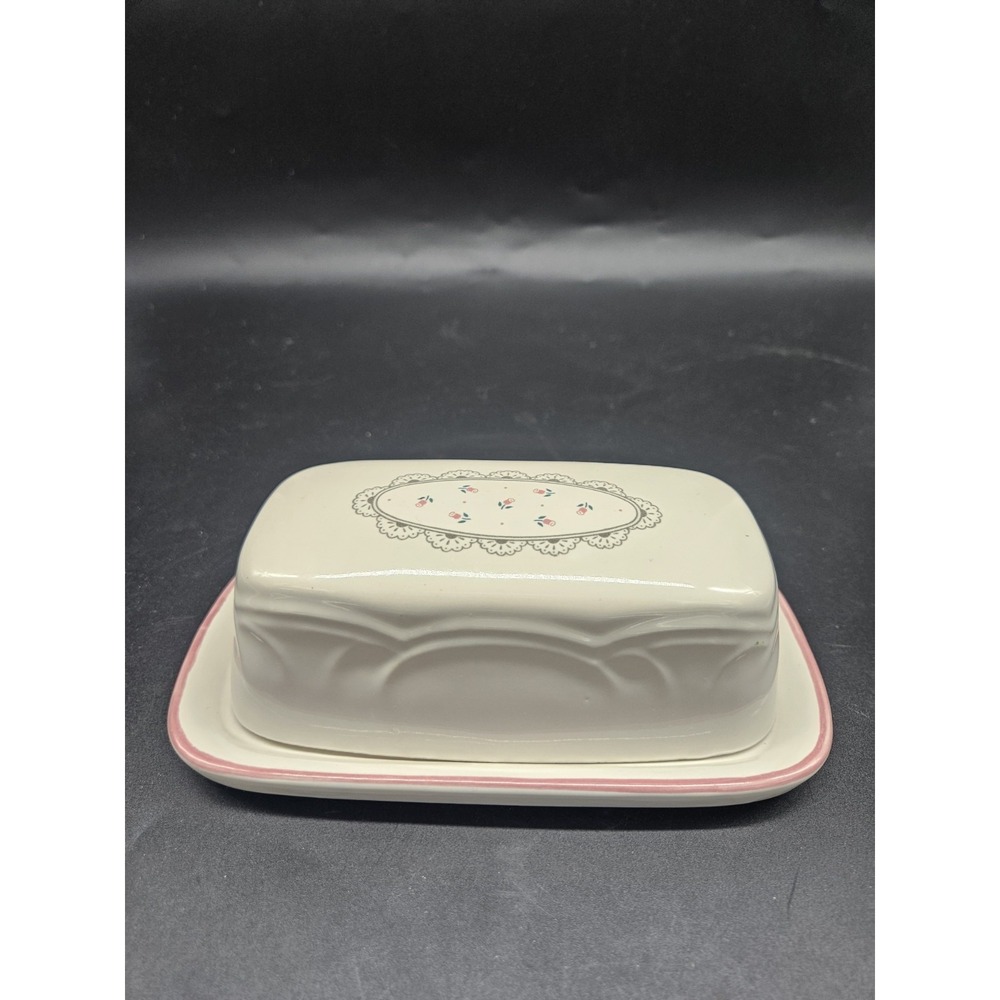 Victoriana Japan Vintage 1988 Lace Tea Rose Pink Butterdish